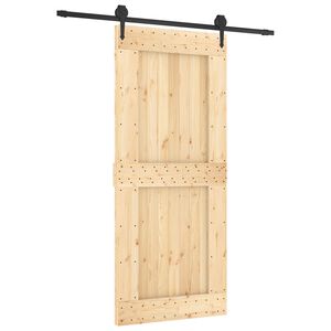 vidaXL Puerta Corredera Natural y negro 90 x 210 cm