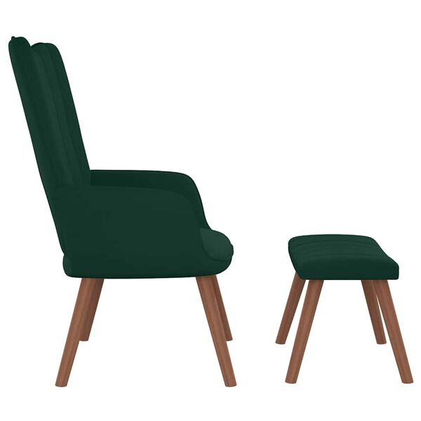 vidaXL Sill&oacute;n de relax con taburete terciopelo verde oscuro