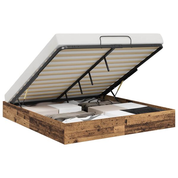 vidaXL Estructura de Cama Ottoman Madera vieja 203 x 180 x 25 cm