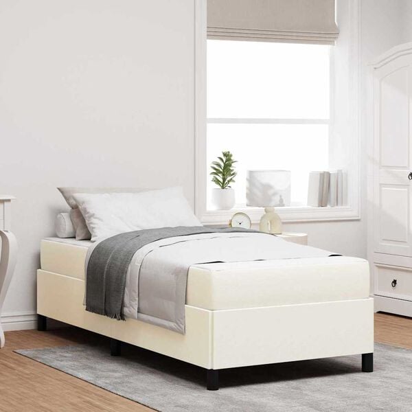vidaXL Estructura de cama con colch&oacute;n Crema 90 x 190 cm tela