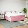 vidaXL Cama box spring con colch&oacute;n terciopelo rosa 200x200 cm