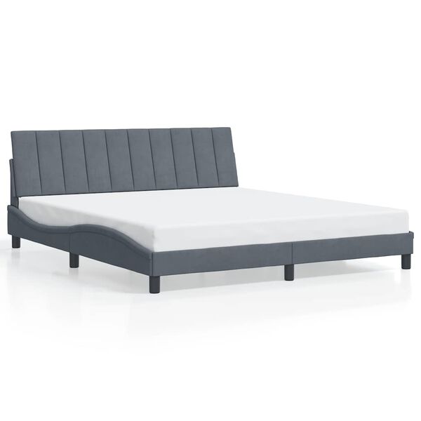 vidaXL Estructura de cama sin colch&oacute;n Hanko terciopelo gris oscuro 180x200cm