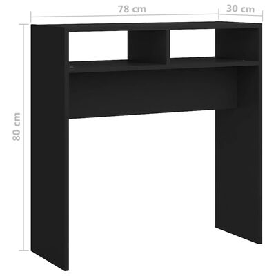 vidaXL Mesa consola de madera contrachapada negro 78x30x80 cm