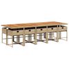 vidaXL Set comedor de jard&iacute;n 11 pzas con cojines rat&aacute;n sint&eacute;tico beige
