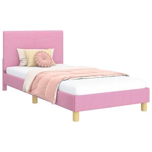 vidaXL Cama para ni&ntilde;os con cabecero con cabecera Rosa 90 x 200 cm tela