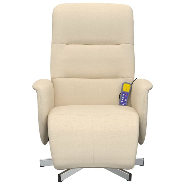 vidaXL Sill&oacute;n reclinable de masaje con reposapi&eacute;s tela color crema