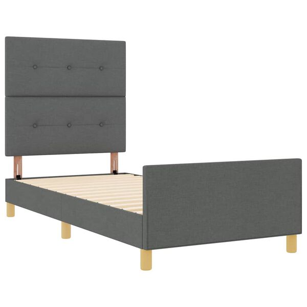 vidaXL Estructura de cama con cabecera Gris oscuro 80 x 200 cm tela