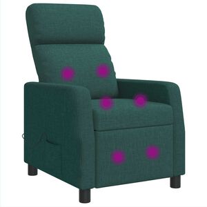 vidaXL Silla de masajes reclinable Verde oscuro Tela