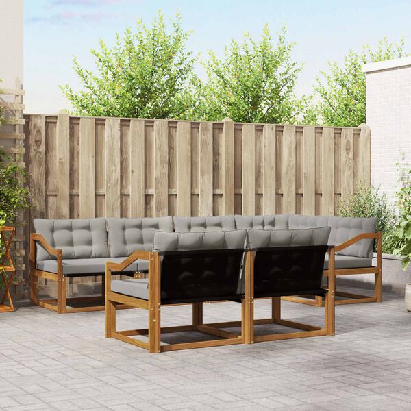 vidaXL Conjunto de sof&aacute;s de exterior 7 pcs Gris Natural y Claro