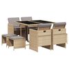 vidaXL Set comedor de jard&iacute;n 9 pzas con cojines rat&aacute;n sint&eacute;tico beige
