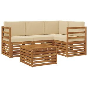 vidaXL Conjunto de sof&aacute;s de exterior con coj&iacute;n 5 pcs Natural y Beige