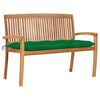 vidaXL Banco de jard&iacute;n apilable y coj&iacute;n madera maciza de teca 128,5 cm