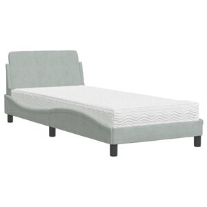 vidaXL Cama con colch&oacute;n Dover terciopelo gris claro 90x190 cm
