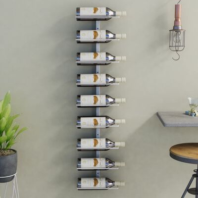 vidaXL Botellero de pared para 9 botellas hierro blanco