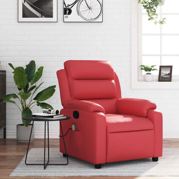 vidaXL Sill&oacute;n de masaje reclinable cuero sint&eacute;tico rojo