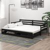 vidaXL Sof&aacute; cama extra&iacute;ble madera maciza de pino negro 2x(90x200) cm