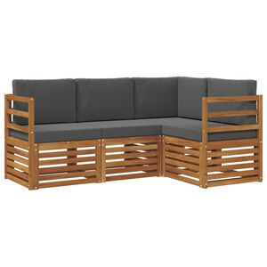 vidaXL Juegos de sof&aacute;s con coj&iacute;n 4 pcs Natural y Antracita