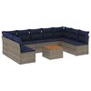 vidaXL Set de sof&aacute;s de jard&iacute;n 10 pzas con cojines rat&aacute;n sint&eacute;tico gris