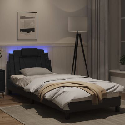vidaXL Estructura cama con luces LED cuero sintético negro 80x200 cm