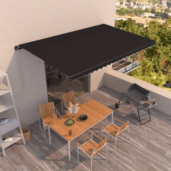 vidaXL Toldo retr&aacute;ctil manual gris antracita 500x350 cm