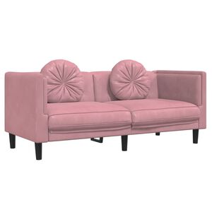 vidaXL Sof&aacute; con cojines 2 plazas terciopelo rosa