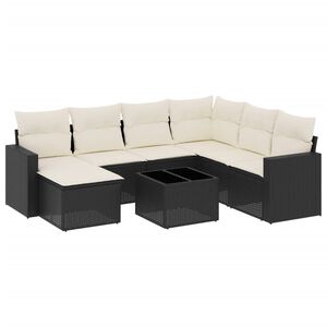 vidaXL Set de sof&aacute;s de jard&iacute;n 8 piezas y cojines rat&aacute;n sint&eacute;tico negro