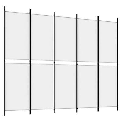 vidaXL Biombo divisor de 5 paneles de tela blanco 250x200 cm