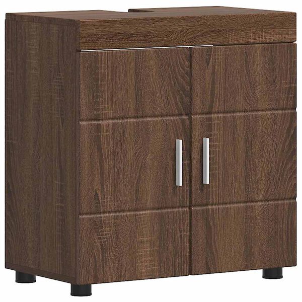 vidaXL Juego de muebles de ba&ntilde;o con caj&oacute;n TULUM Roble Marr&oacute;n