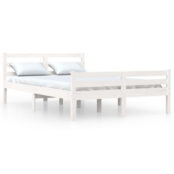 vidaXL Estructura de cama sin colch&oacute;n madera maciza blanco 160x200 cm