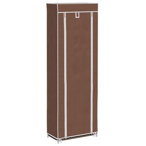 vidaXL Zapatero de tela con cubierta marr&oacute;n 57x29x162 cm