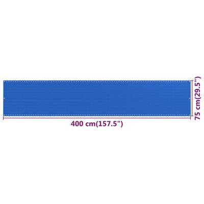vidaXL Toldo para balcón HDPE azul 75x400 cm