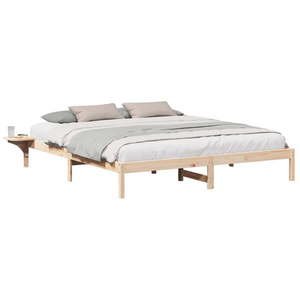 vidaXL Estructura de cama Natural 200 x 200 cm Madera de pino macizo