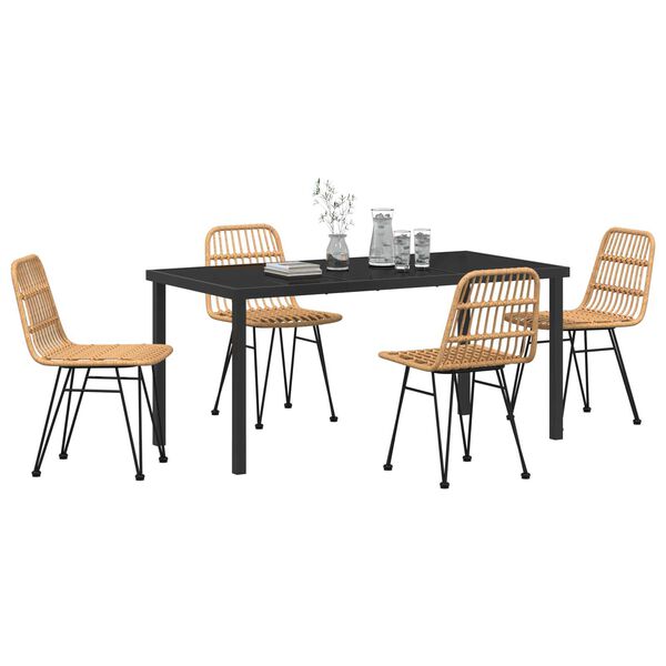 vidaXL Conjunto de Comedor de Jard&iacute;n 5 pcs Marr&oacute;n