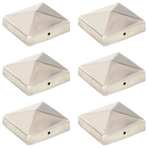 vidaXL Tapas piramidales postes valla 6 uds acero inoxidable 81x81 mm
