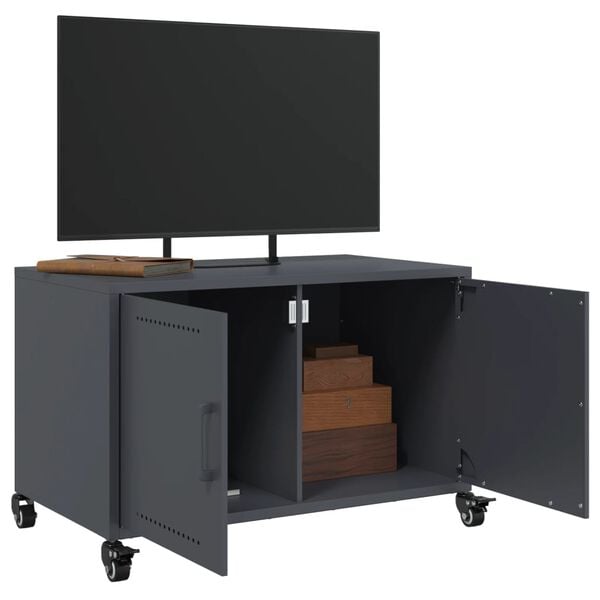 vidaXL Mueble para TV acero laminado en frío antracita 68x39x43,5 cm