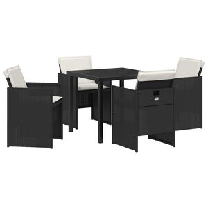 vidaXL Conjunto de Comedor de Jard&iacute;n 5 pcs Negro rat&aacute;n sint&eacute;tico