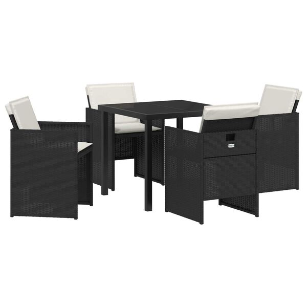 vidaXL Conjunto de Comedor de Jard&iacute;n 5 pcs Negro rat&aacute;n sint&eacute;tico