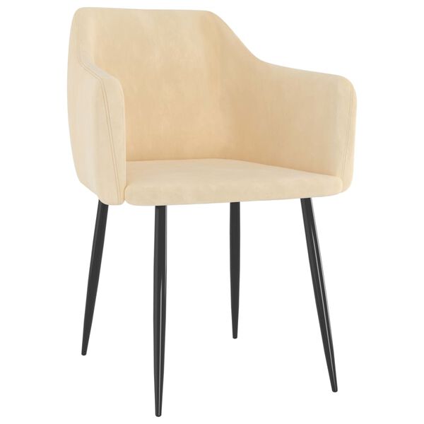 vidaXL Sillas de comedor 2 unidades terciopelo crema