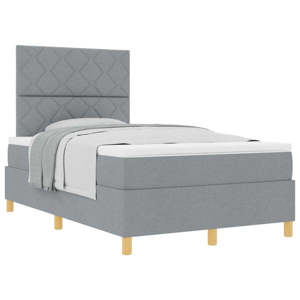 vidaXL Cama tipo Box Spring con colch&oacute;n Gris Claro 120 x 200 cm tela