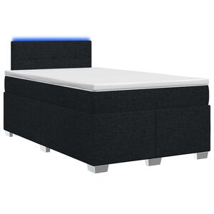 vidaXL Cama con Base Tapizada, Colch&oacute;n y Luz LED Negro 120 x 200 cm