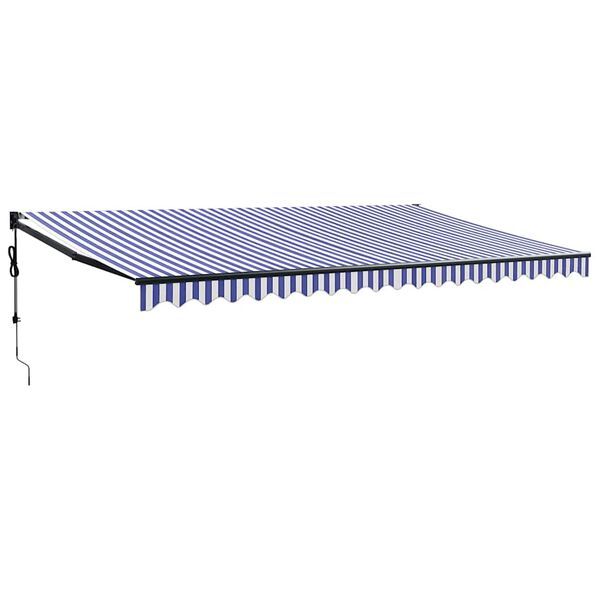 vidaXL Toldo retr&aacute;ctil autom&aacute;tico azul y blanco 5x3 m