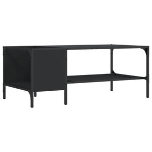 vidaXL Mesa de centro con estante madera ingenier&iacute;a negro 100x51x40 cm