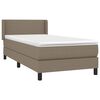 vidaXL Cama box spring con colch&oacute;n tela gris taupe 80x200 cm