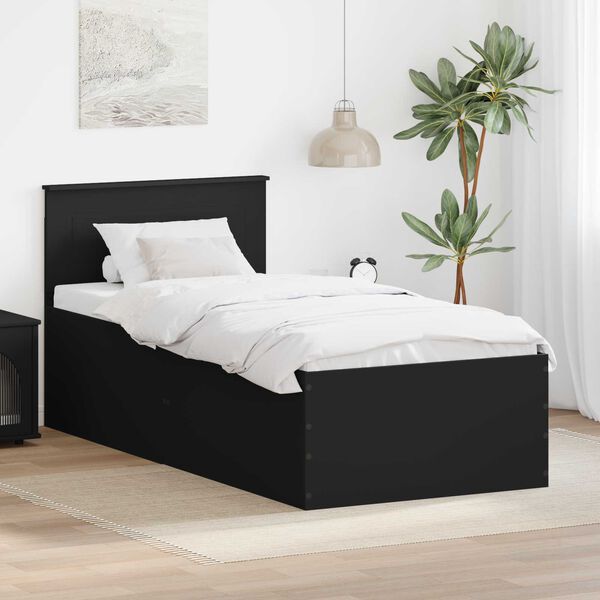 vidaXL Estructura de cama Negro 90 x 200 cm Madera de ingenier&iacute;a