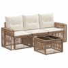 vidaXL Conjunto de sof&aacute;s de jard&iacute;n 4 pcs Beige y blanco crema
