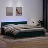 vidaXL Cama box spring con colch&oacute;n y LED terciopelo verde oscuro 180x210 cm