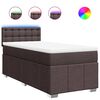 vidaXL Cama box spring con colch&oacute;n tela marr&oacute;n oscuro 90x200 cm