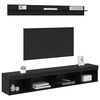 vidaXL Conjunto de mueble para TV de pared con LED 5 pcs Roble Negro