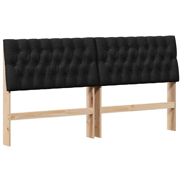 vidaXL Cabecero tapizado Negro 180 cm Madera de pino macizo