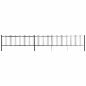 vidaXL Valla de jard&iacute;n con punta de lanza de acero 838x120 cm negra